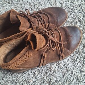 Born Brown Suede Lace-Up Ankle Boots